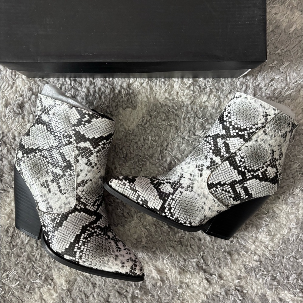 Snakeskin booties